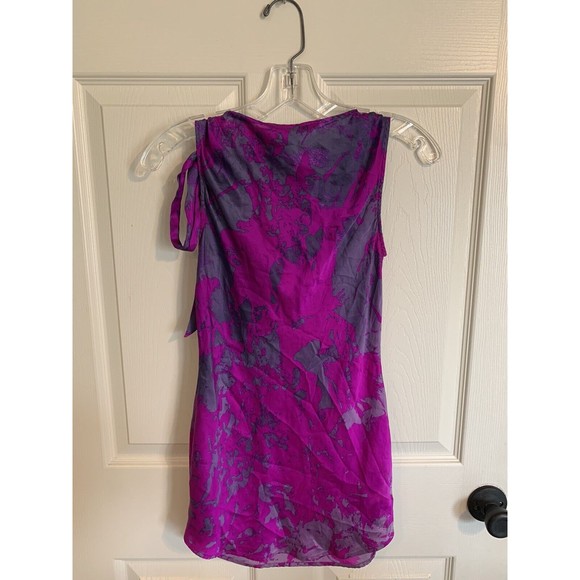 CAbi Top Size small Pink Purple Abstract Sleeveless Silk Blouse Career Dressy - Picture 9 of 15